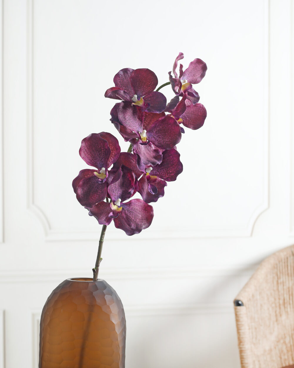 Artificial Real Touch Vanda Orchid Flower Stem - Dark Purple