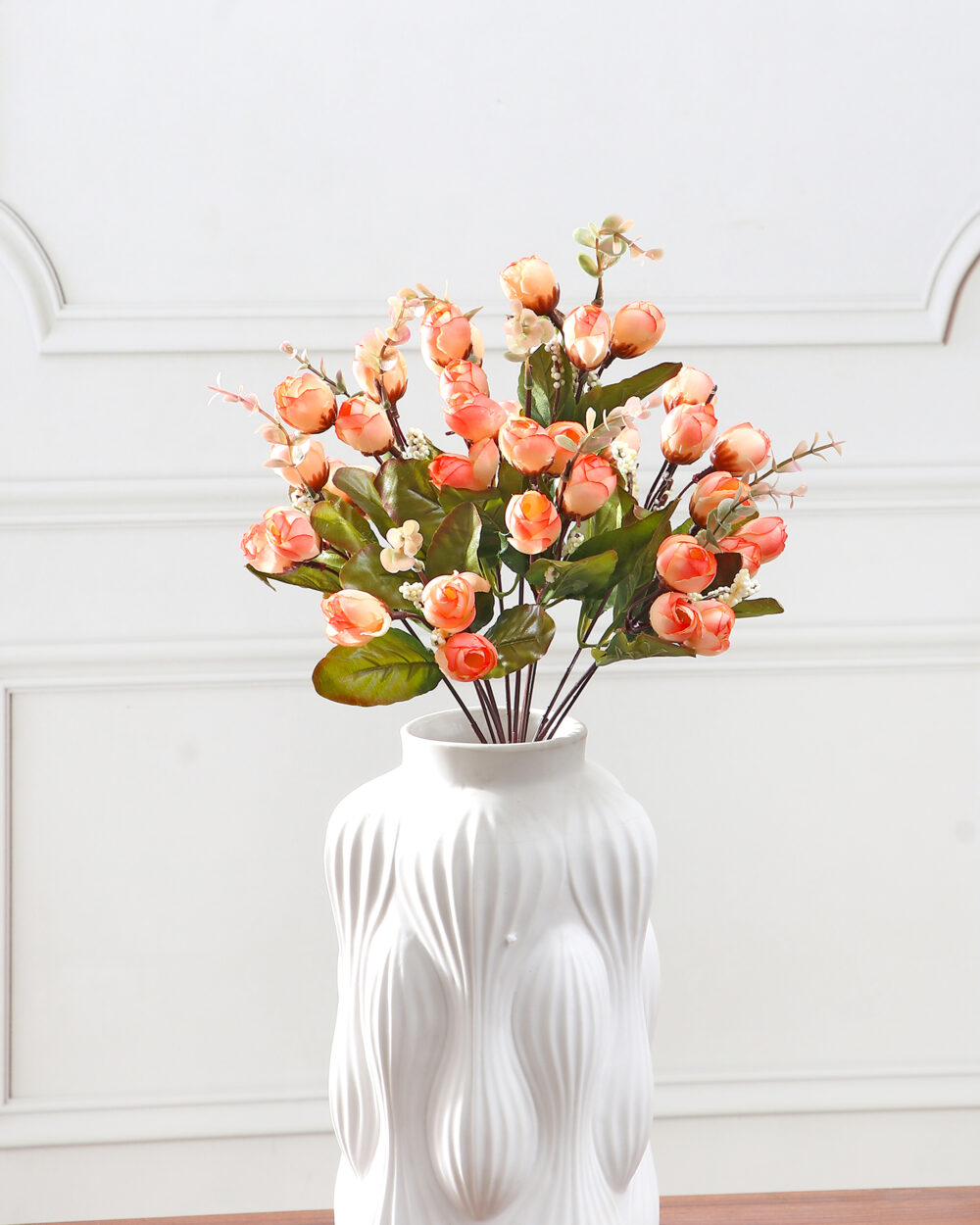 Artificial Camellia Rose Flower Bunch - Orange
