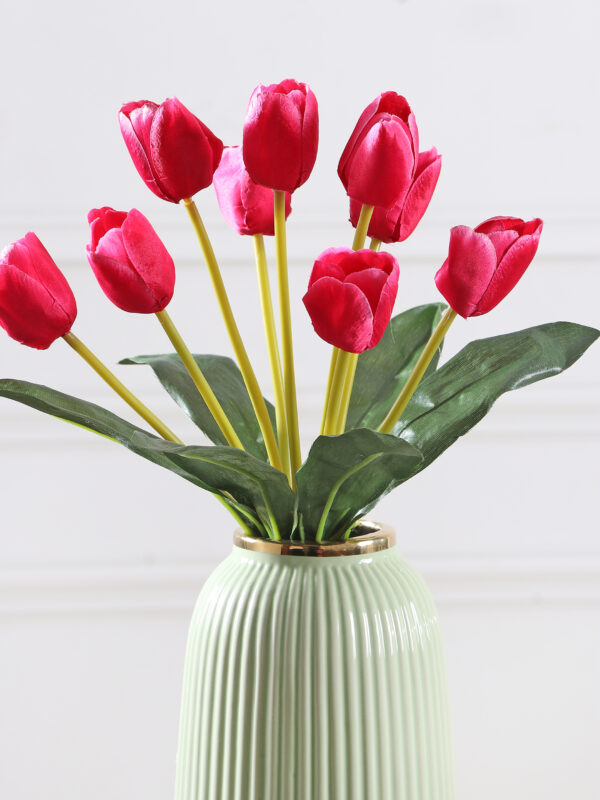 Artificial Tulip Flower Bunch - Dark Pink - Image 2
