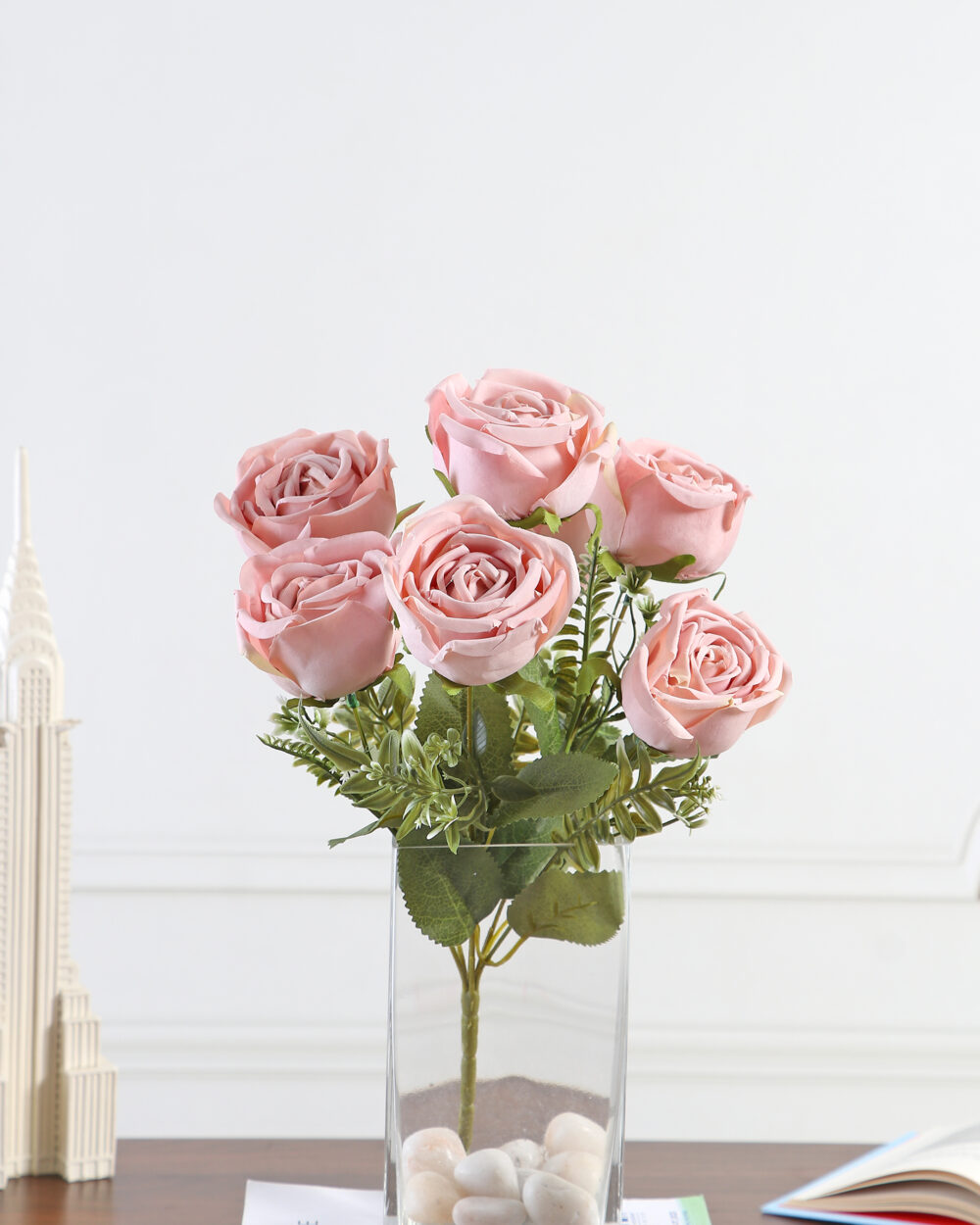 Artificial Camellia Rose Flower Bunch - Peach