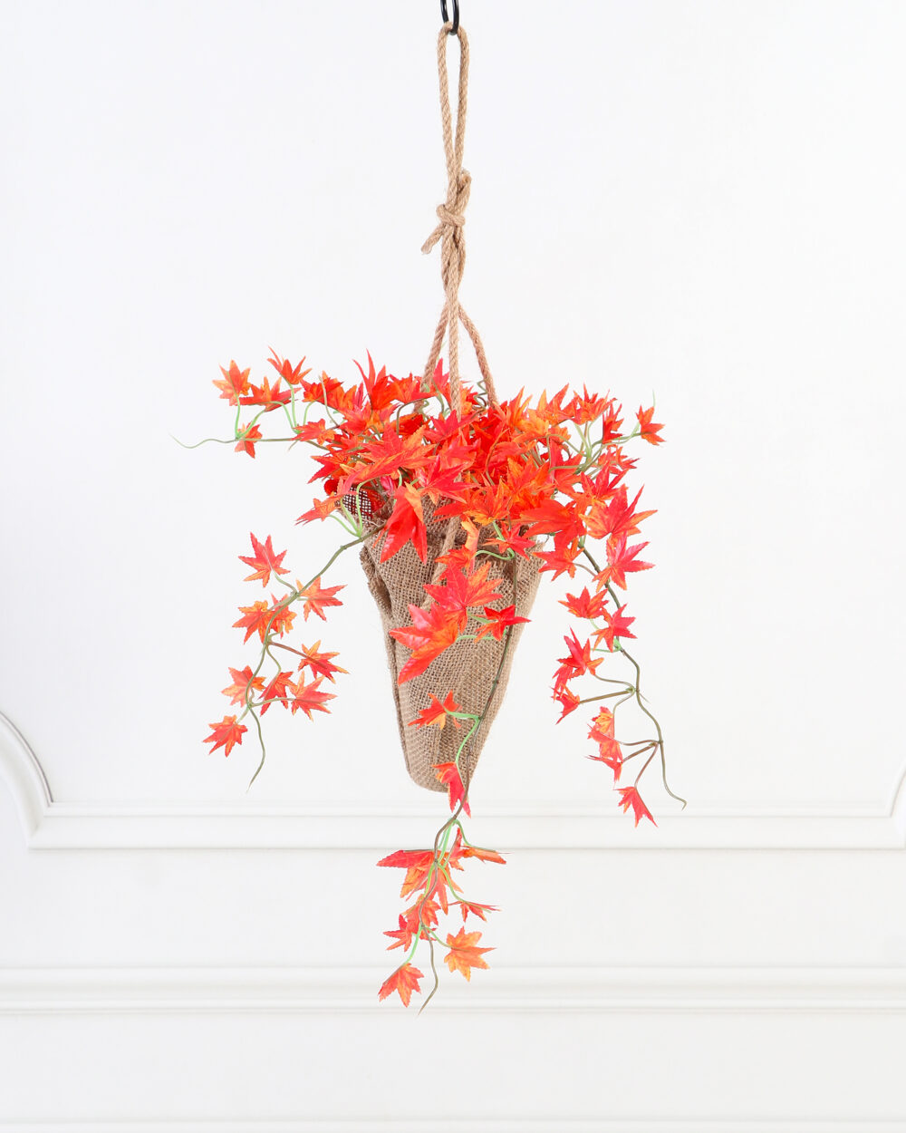 Artificial Hanging Maple Plant in Jute Basket - 45 cm