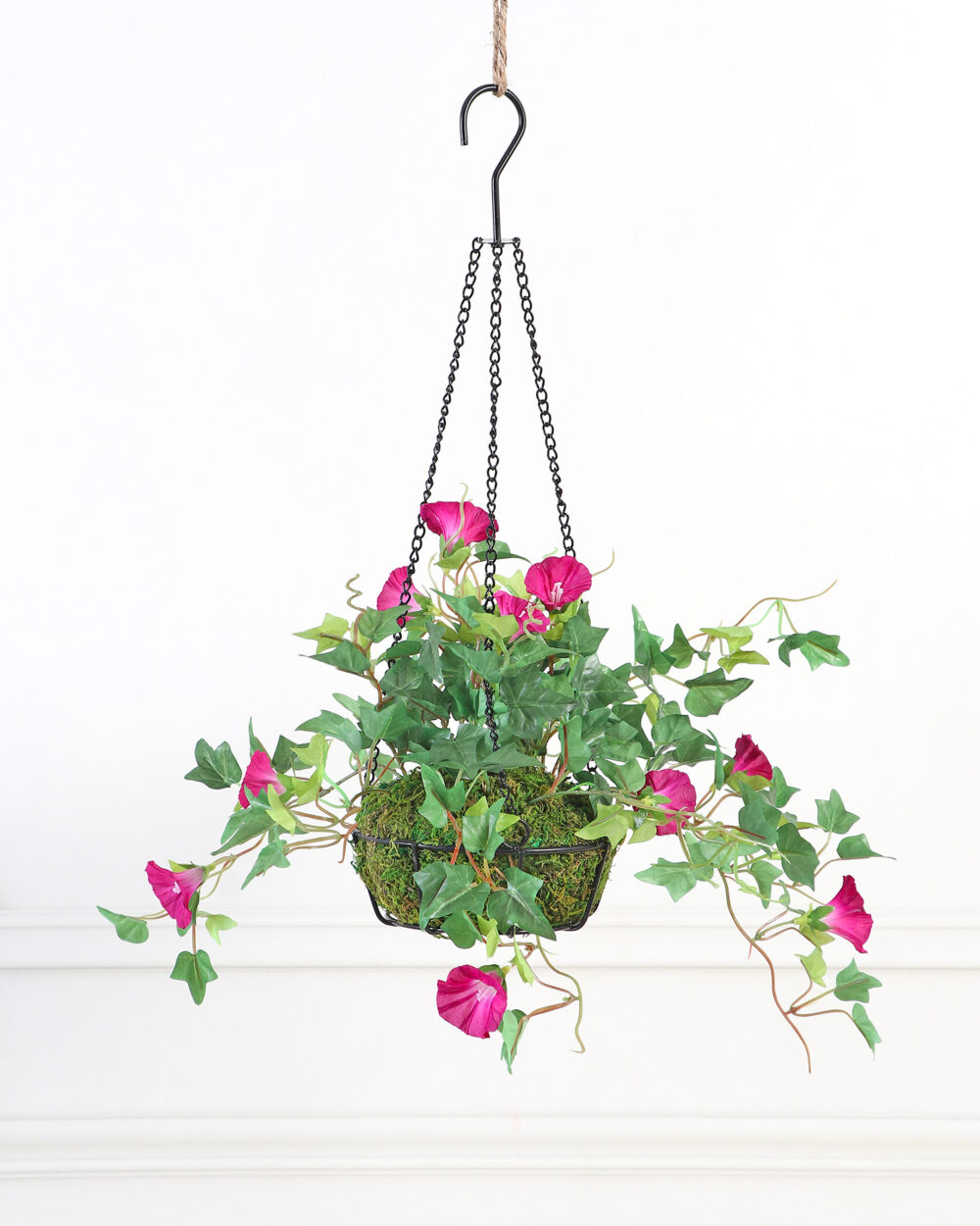 Artificial Hanging Morning Glory Plant in Basket - 54 cm