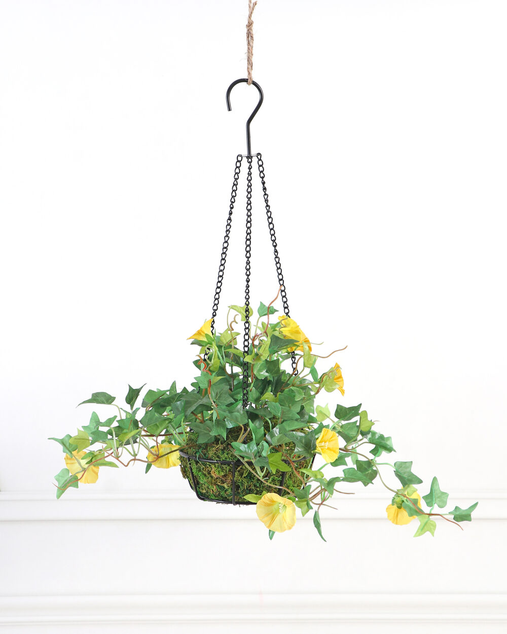 Artificial Hanging Morning Glory Plant in Basket - 54 cm
