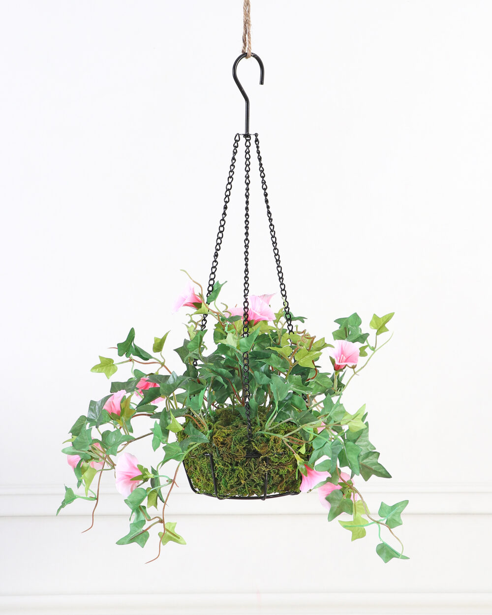 Artificial Hanging Morning Glory Plant in Basket - 54 cm