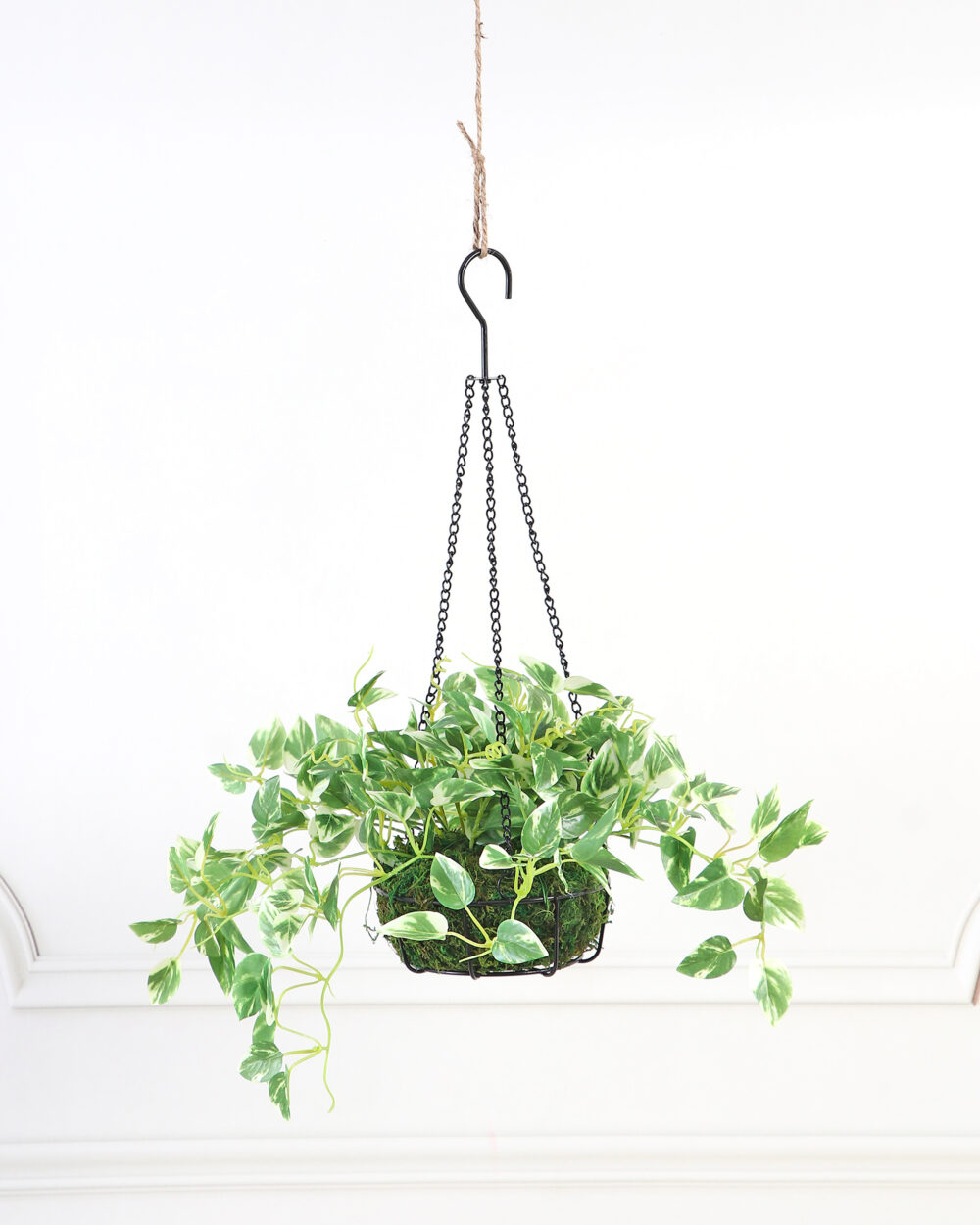 Artificial Hanging Pothos Plant in Basket - 54 cm