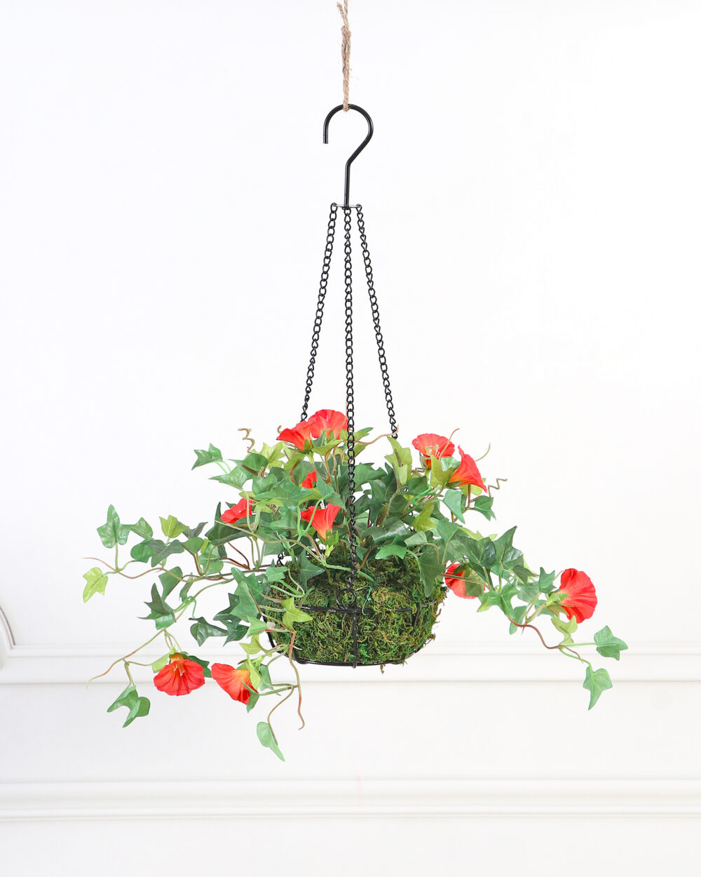 Artificial Hanging Morning Glory Plant in Basket - 54 cm