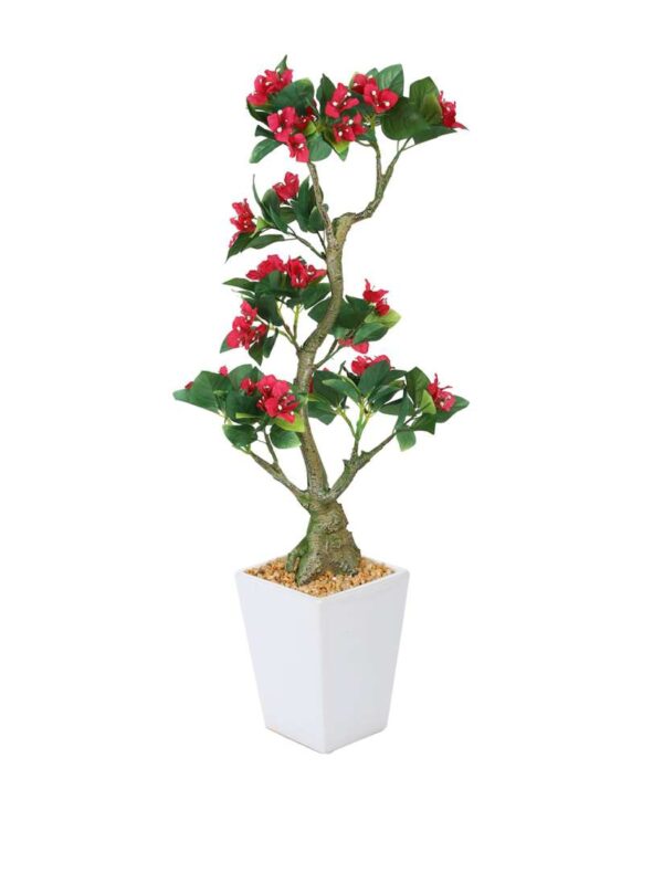 Fourwalls Artificial Bougainvillea Bonsai Plant (59 cm Tall, Red)