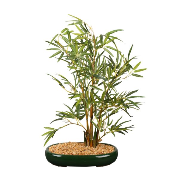 Fourwalls Artificial Bamboo Bonsai Plant in a Ceramic Pot for Home and Office Decor (47 cm Tall, Green)