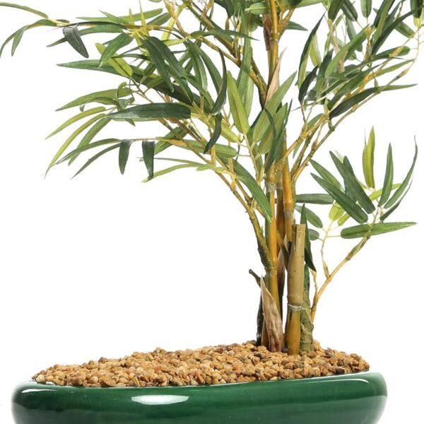 Fourwalls Artificial Bamboo Bonsai Plant in a Ceramic Pot for Home and Office Decor (47 cm Tall, Green) - Image 2