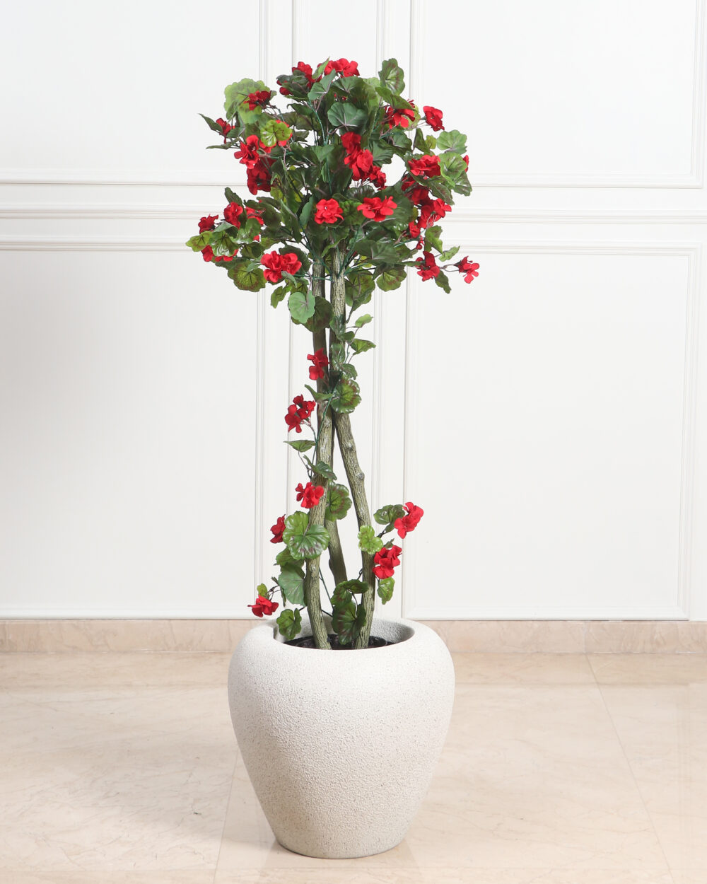 Artificial 52" Geranium Plant In FRP Planter