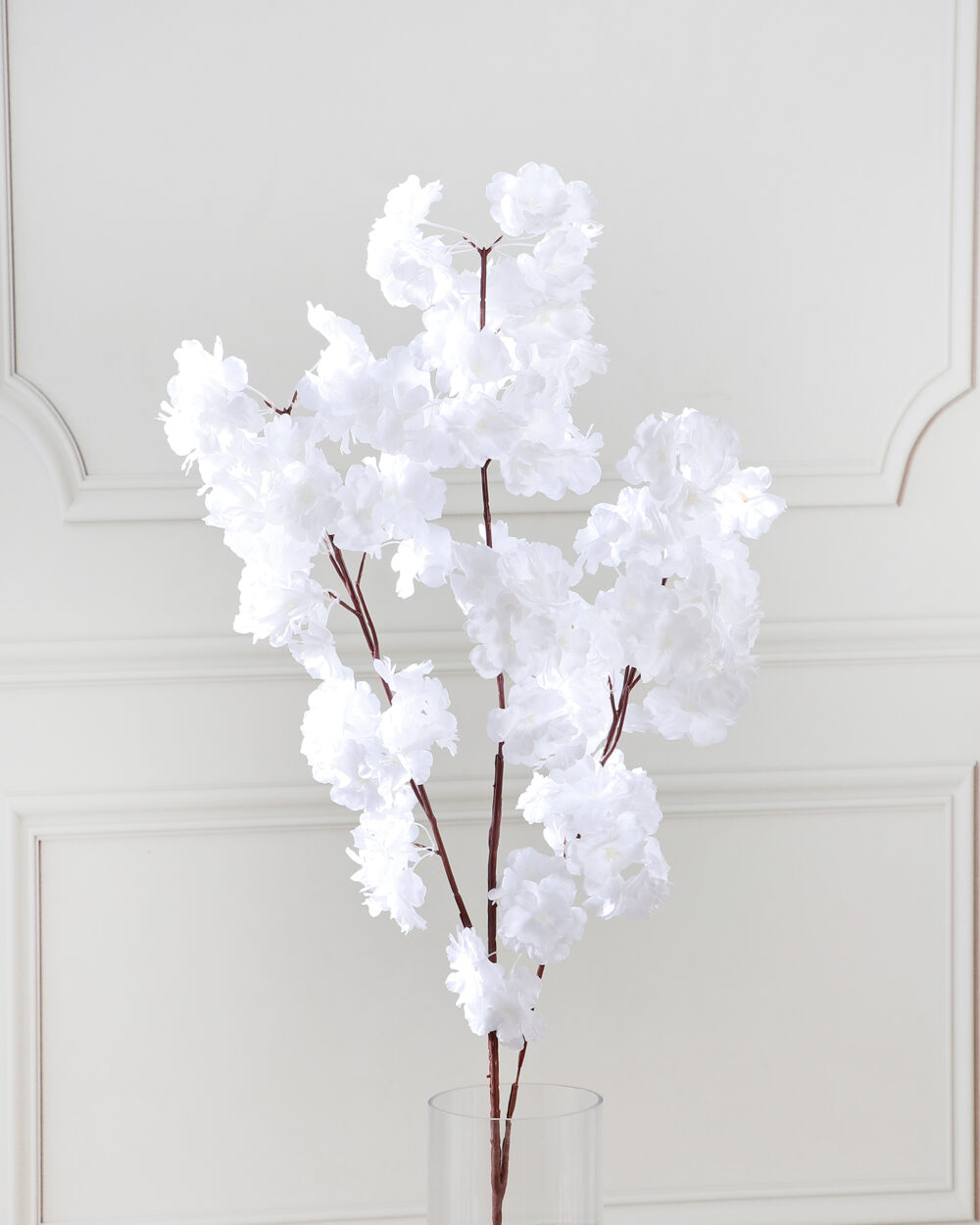 Artificial Jumbo Peach Blossom Flower Stem – 105 cm White By Fourwalls