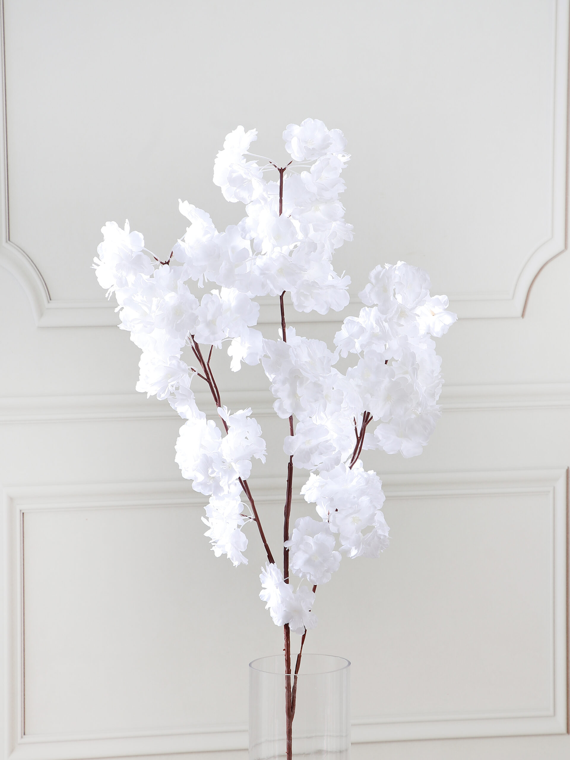 Artificial Jumbo Peach Blossom Flower Stem – 105 cm White By Fourwalls