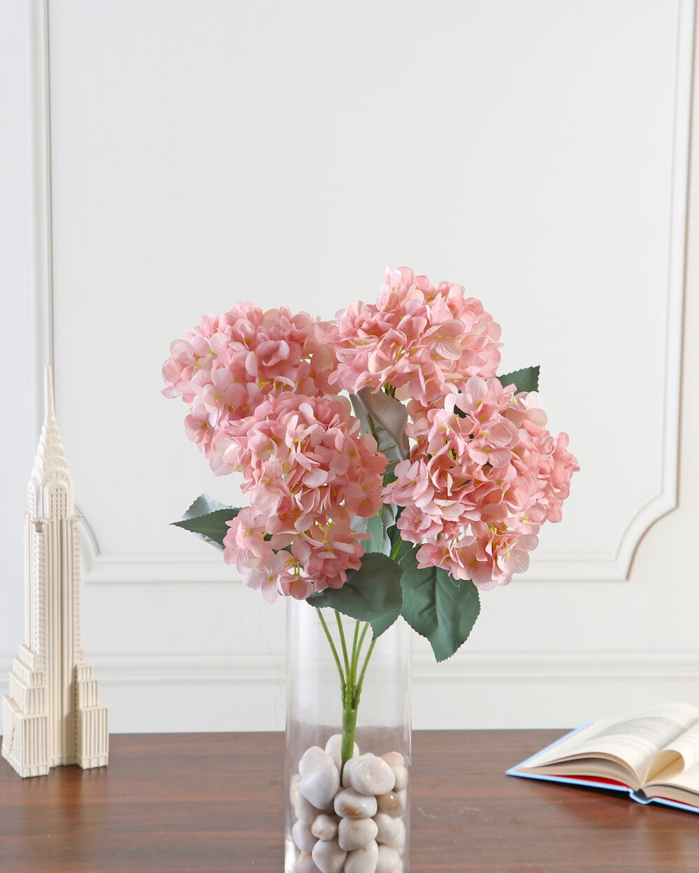 Fourwalls Beautiful New Hydrangea Bunch (52 cm Tall, 5 Heads, Pink)