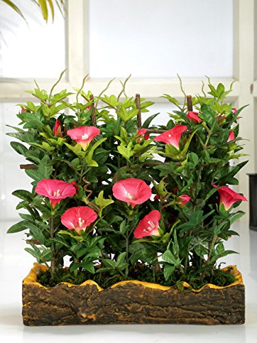 Fourwalls Artificial Morning Glory Plant in Polyurethane Pot (27 cm Tall) Pink