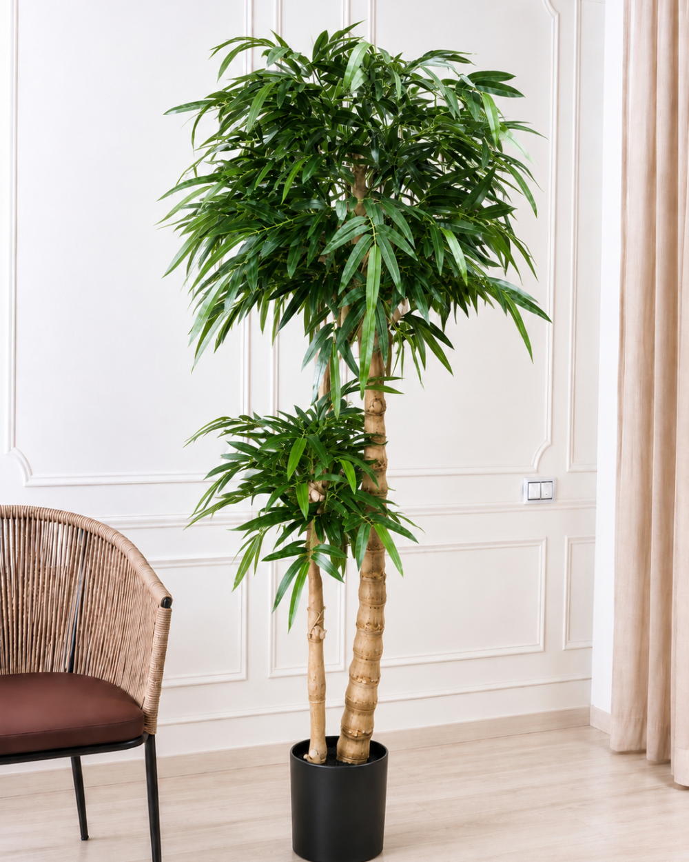 Artificial Bamboo Plant with 2 Trunks in Pot - 6 Feet