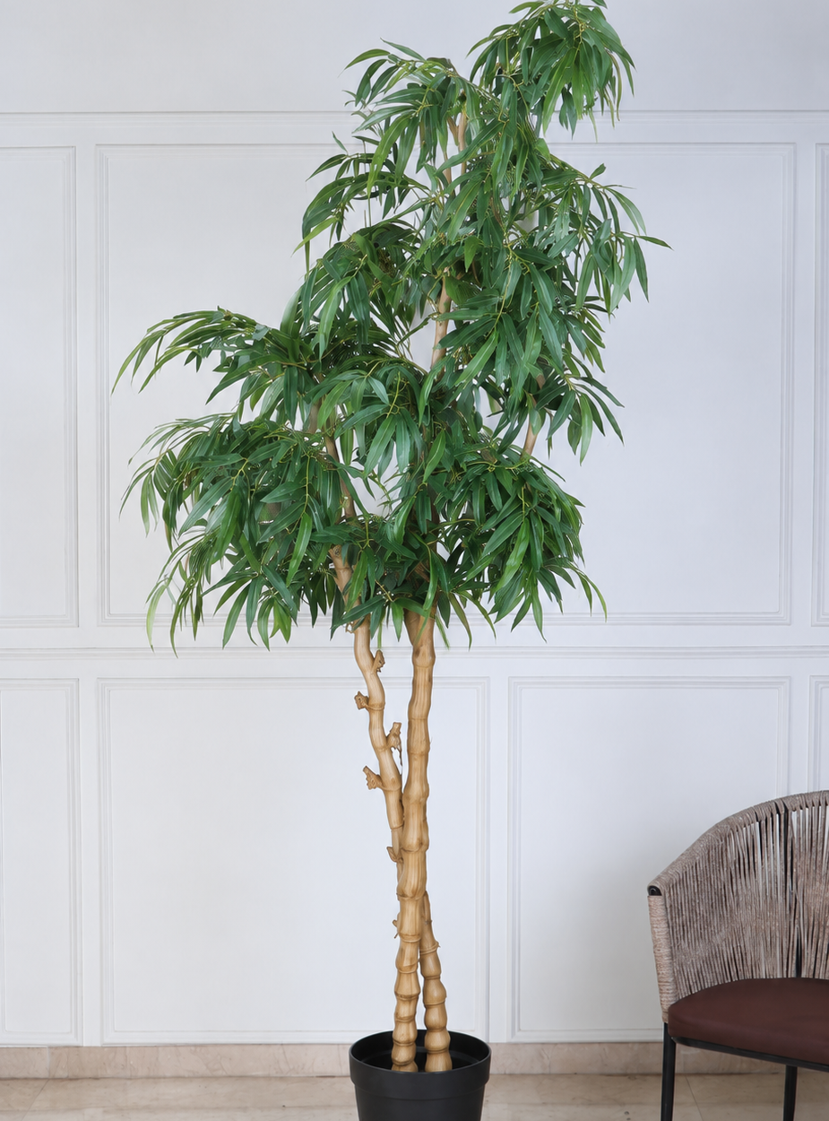 Artificial Bamboo Plant with 2 Trunks in Pot - 8 Feet