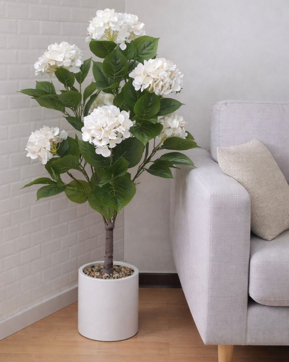 Artificial Real Touch Hydrangea White Plant with Pot – 4 Feet