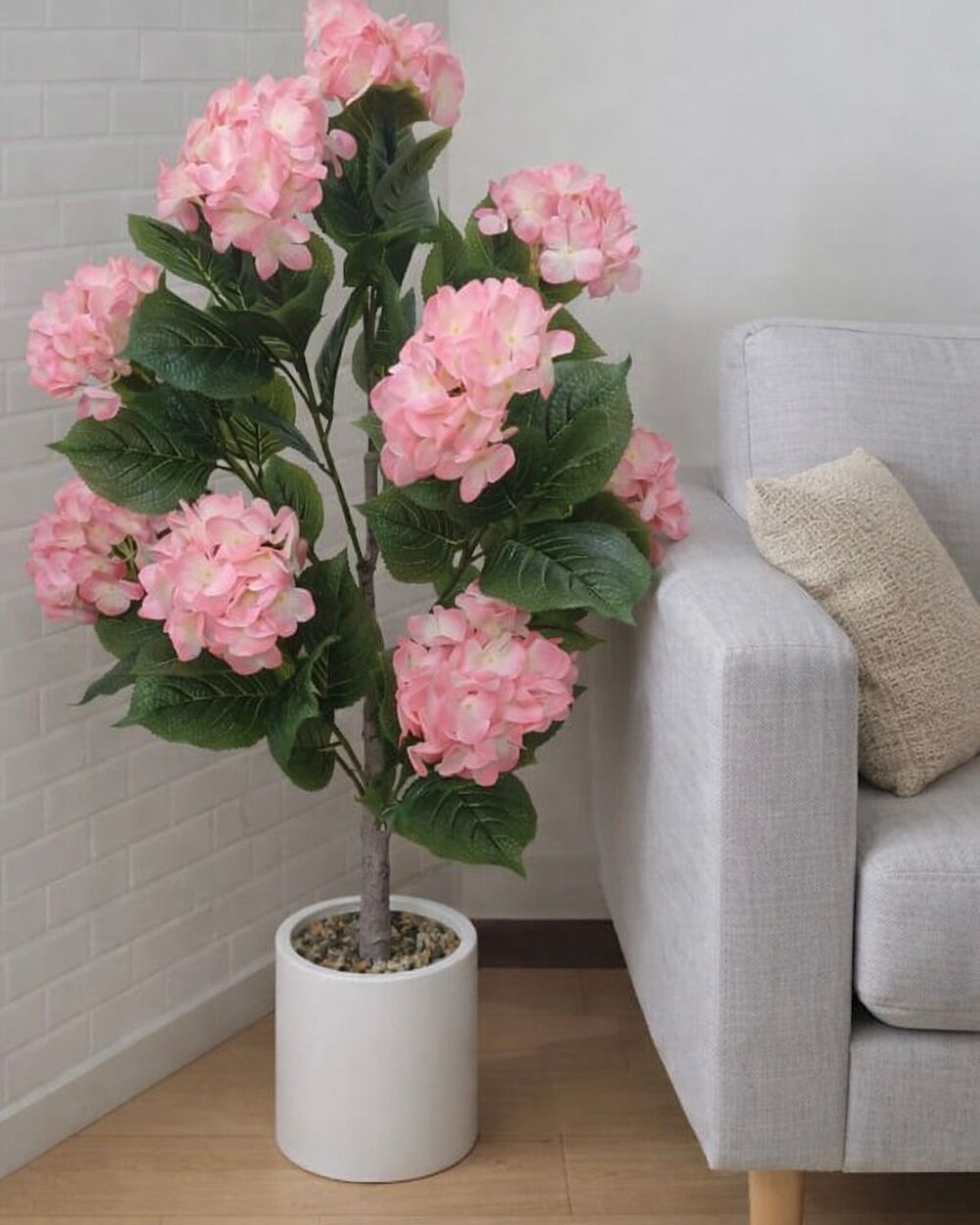 Artificial Real Touch Hydrangea Pink Plant with Pot – 4 Feet