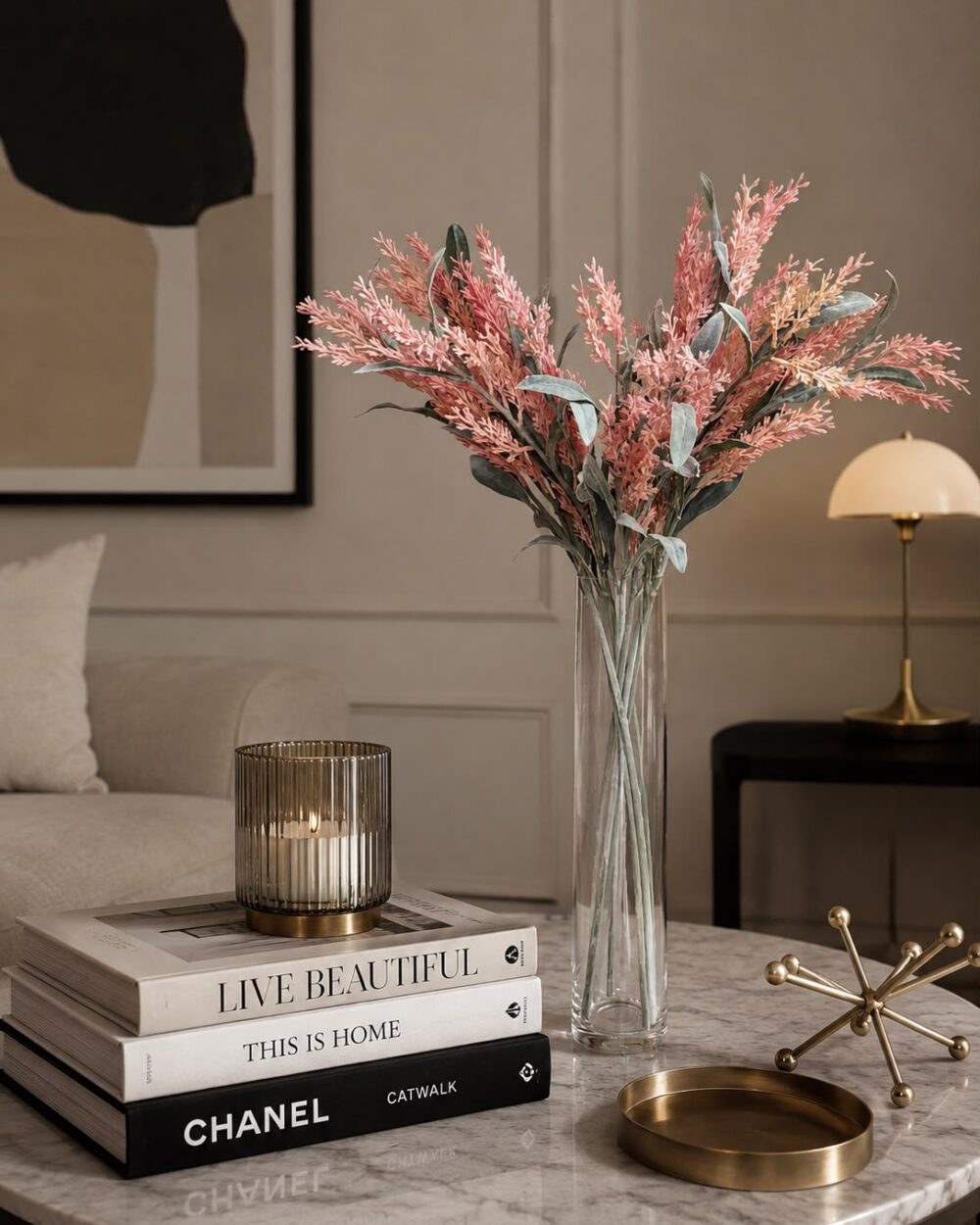 Artificial Conifer Stem Arrangement with Glass Vase - 82 cm (Set of - 6)