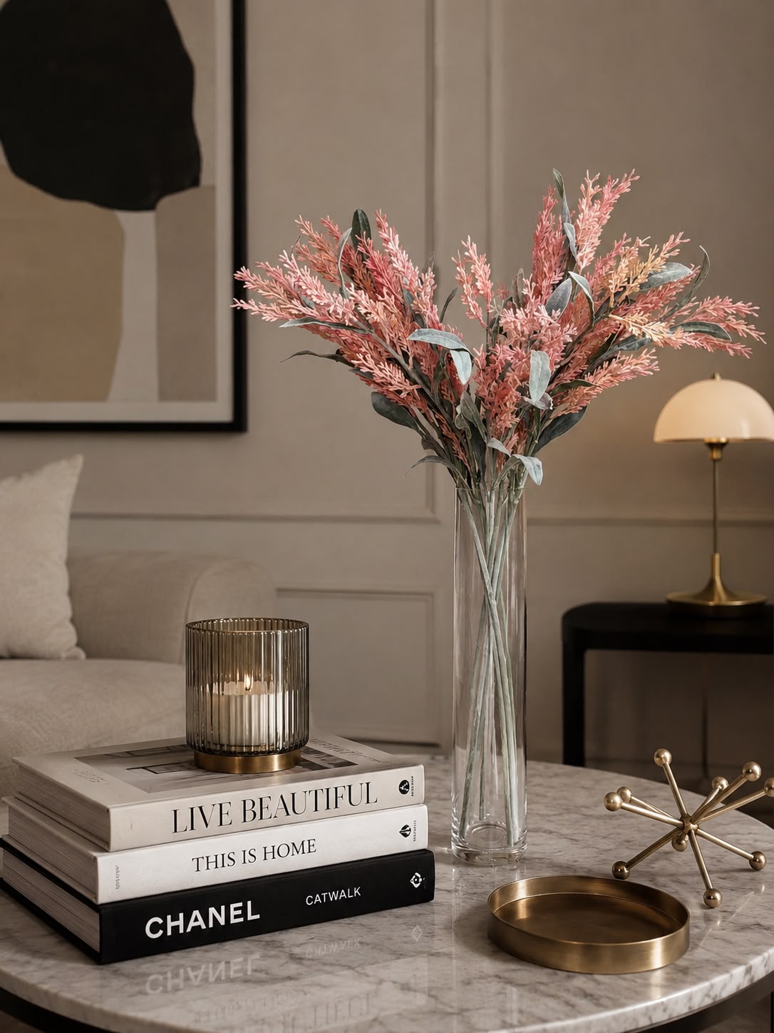 Artificial Conifer Stem Arrangement with Glass Vase - 82 cm (Set of - 6)