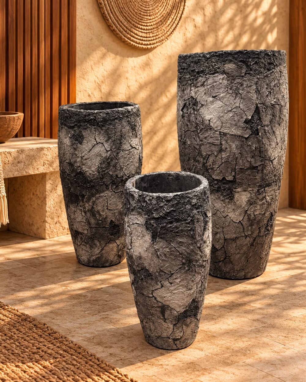 Premium Cracked Planter Set of 3 By FOURWALLS