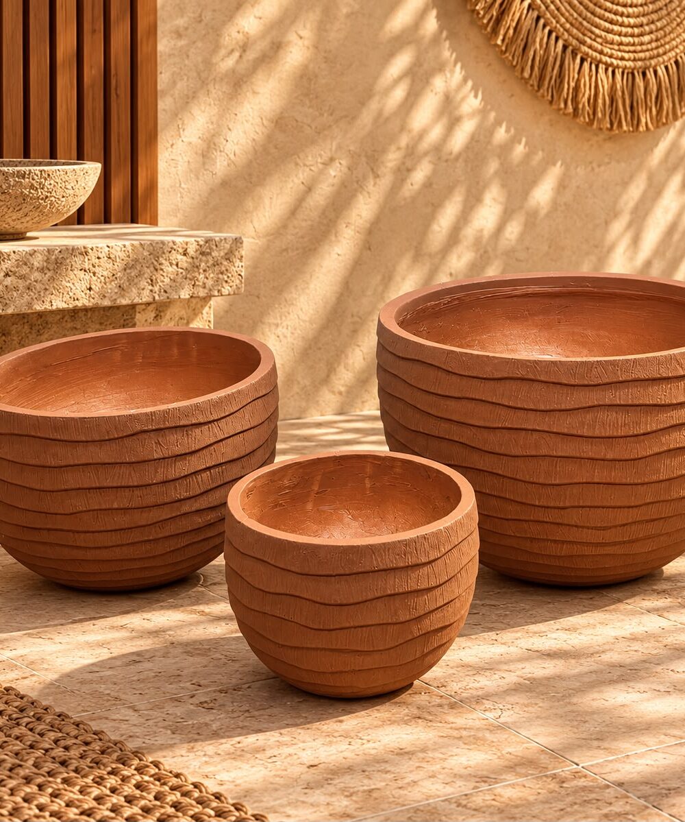 Premium Roap Texture Planter Set of 3 by FOURWALLS